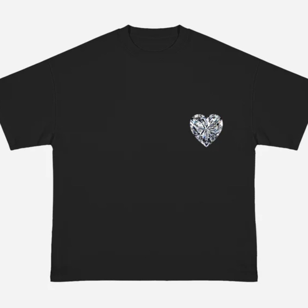 Black T-Shirt with Heart Design